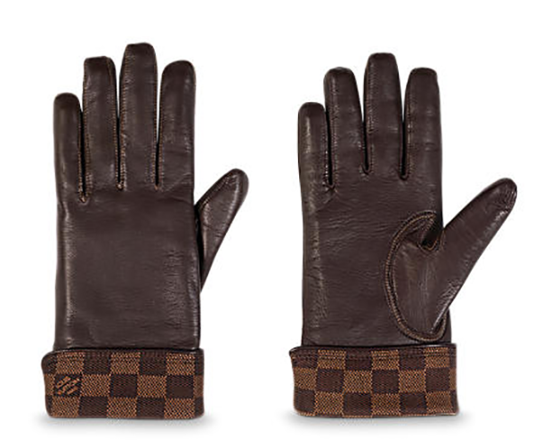 Louis Vuitton Brown Men Damier Lambskin Leather Gloves