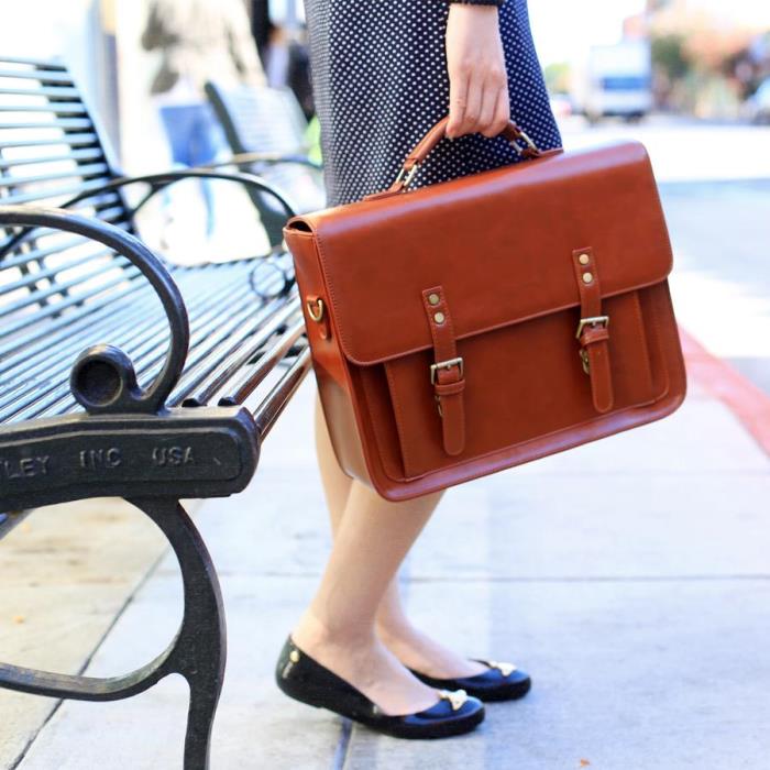 A winter must have: Leather briefcase for women!