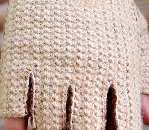 details texture peccary gloves fingerless crochet baby alpaca