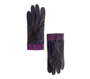 camila black purple peccary gloves